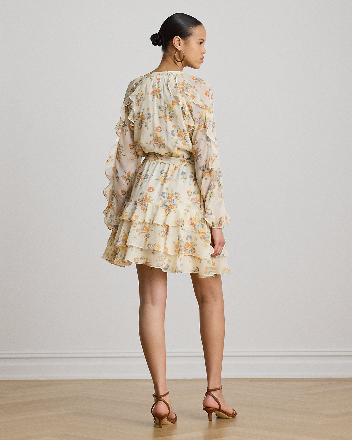 Floral Ruffle-Trim Tiered Dress