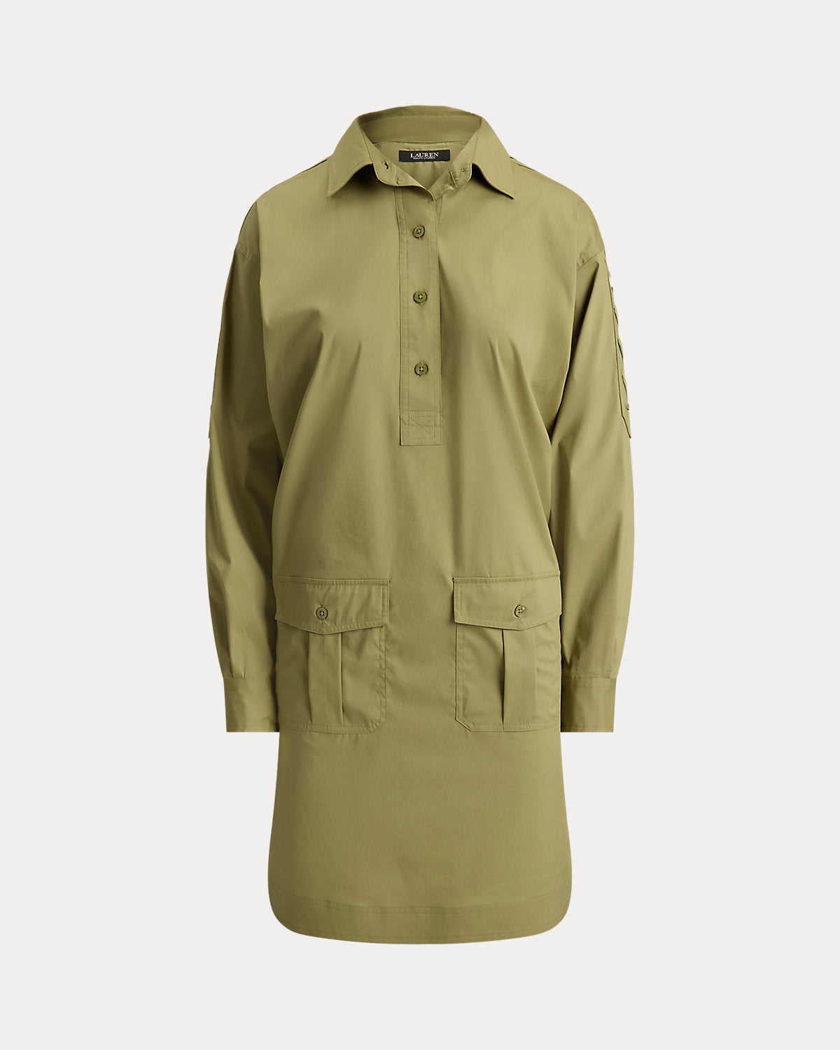 Lace-Up-Trim Cotton-Blend Shirtdress