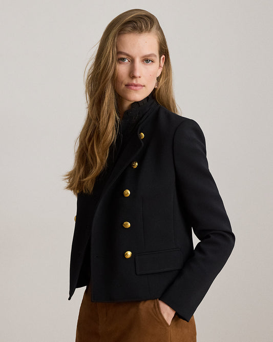 Double-Breasted Sabl¨¦ Crepe Jacket