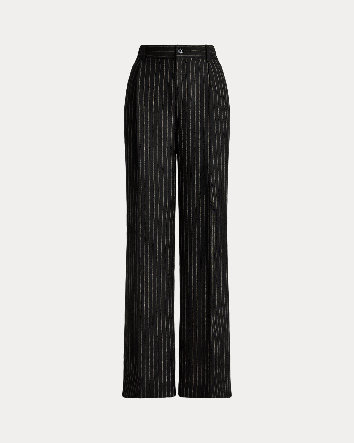 Chalk-Stripe Linen Canvas Wide-Leg Pant