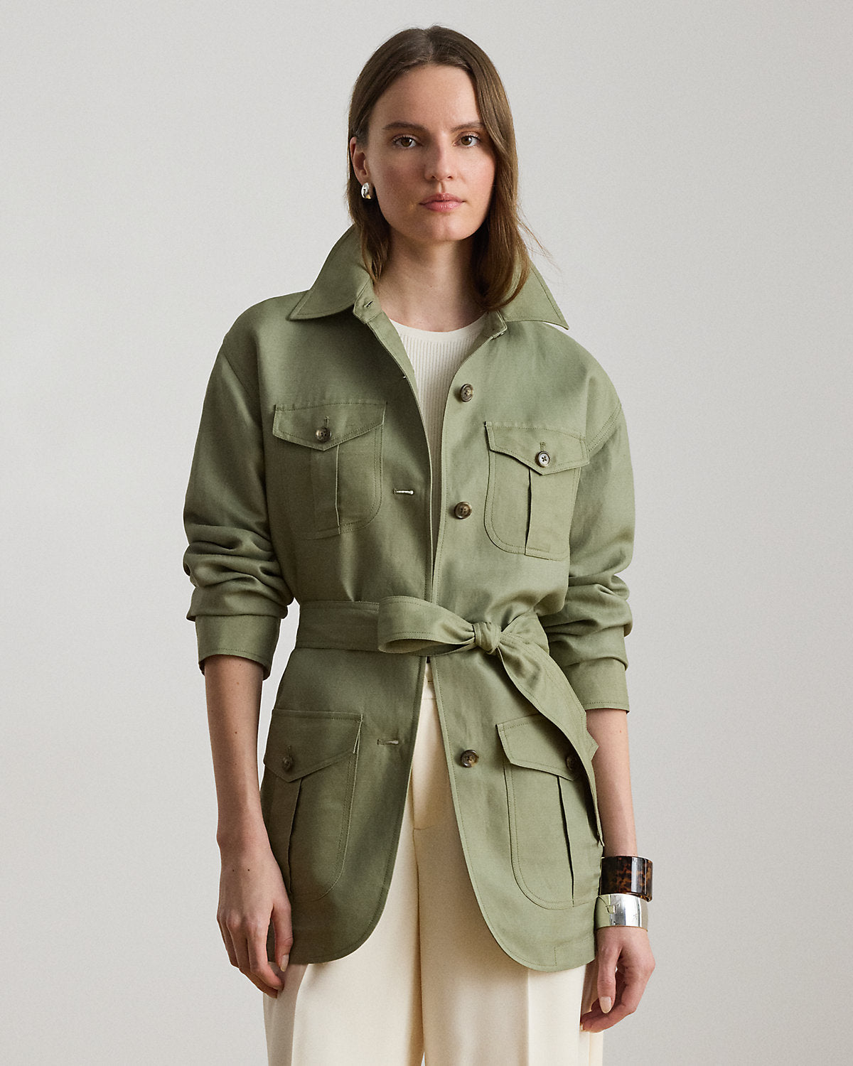 Linen-Blend Twill Field Jacket