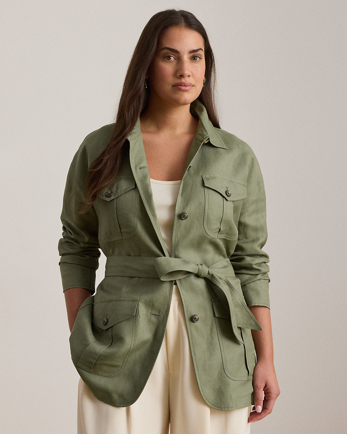 Linen-Blend Twill Field Jacket