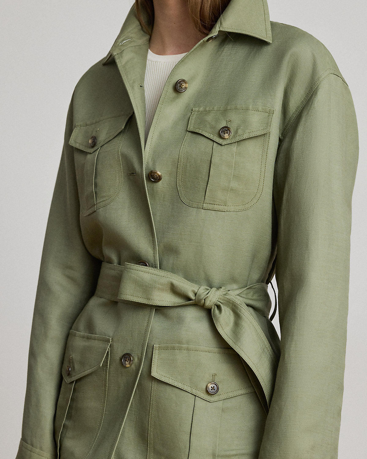 Linen-Blend Twill Field Jacket