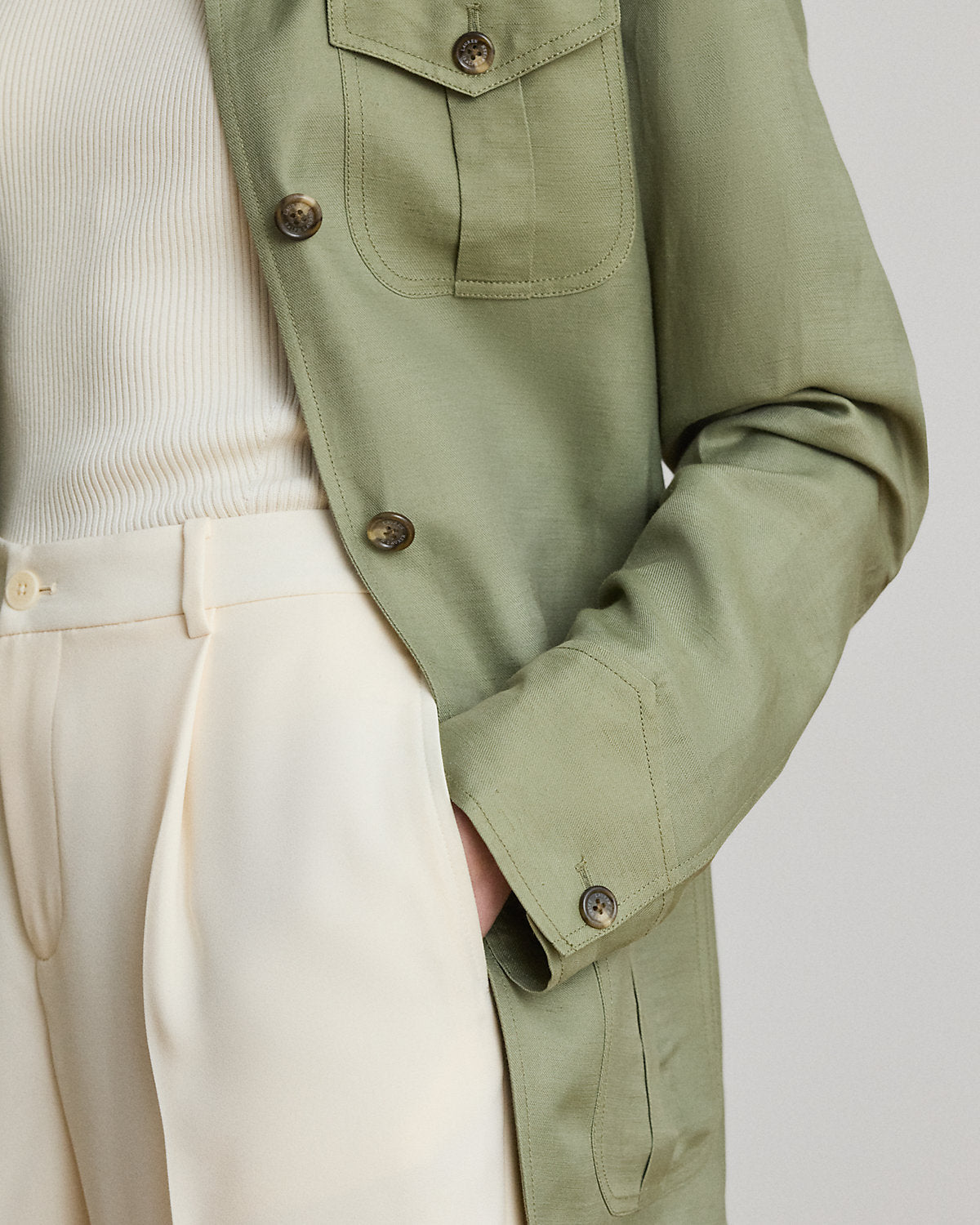 Linen-Blend Twill Field Jacket