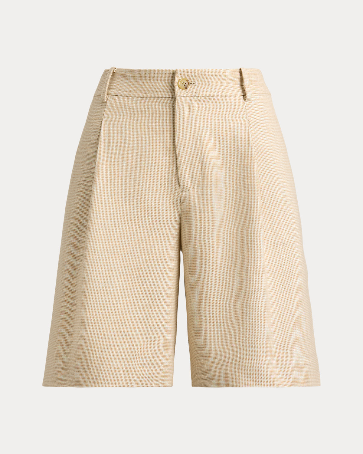 Pleated Linen-Cotton Tweed Bermuda Short
