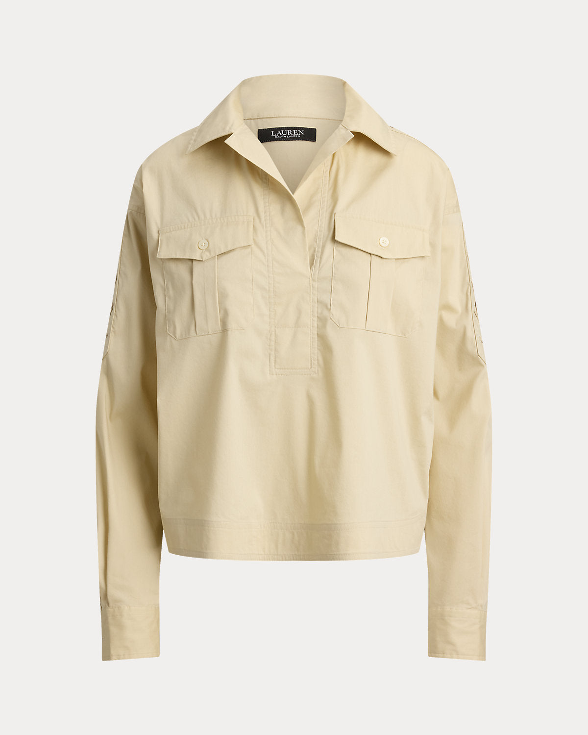 Lace-Up-Trim Cotton-Blend Cropped Shirt