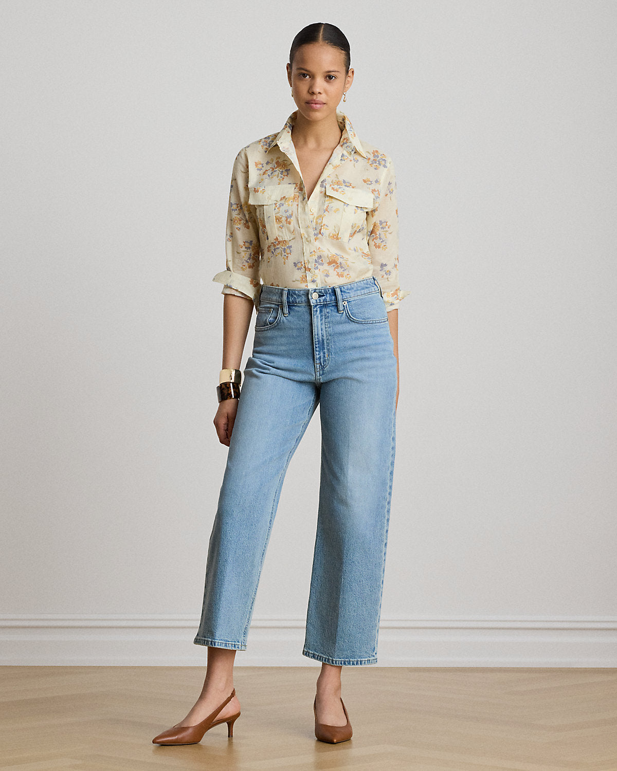 Classic Fit Floral Cotton Voile Shirt