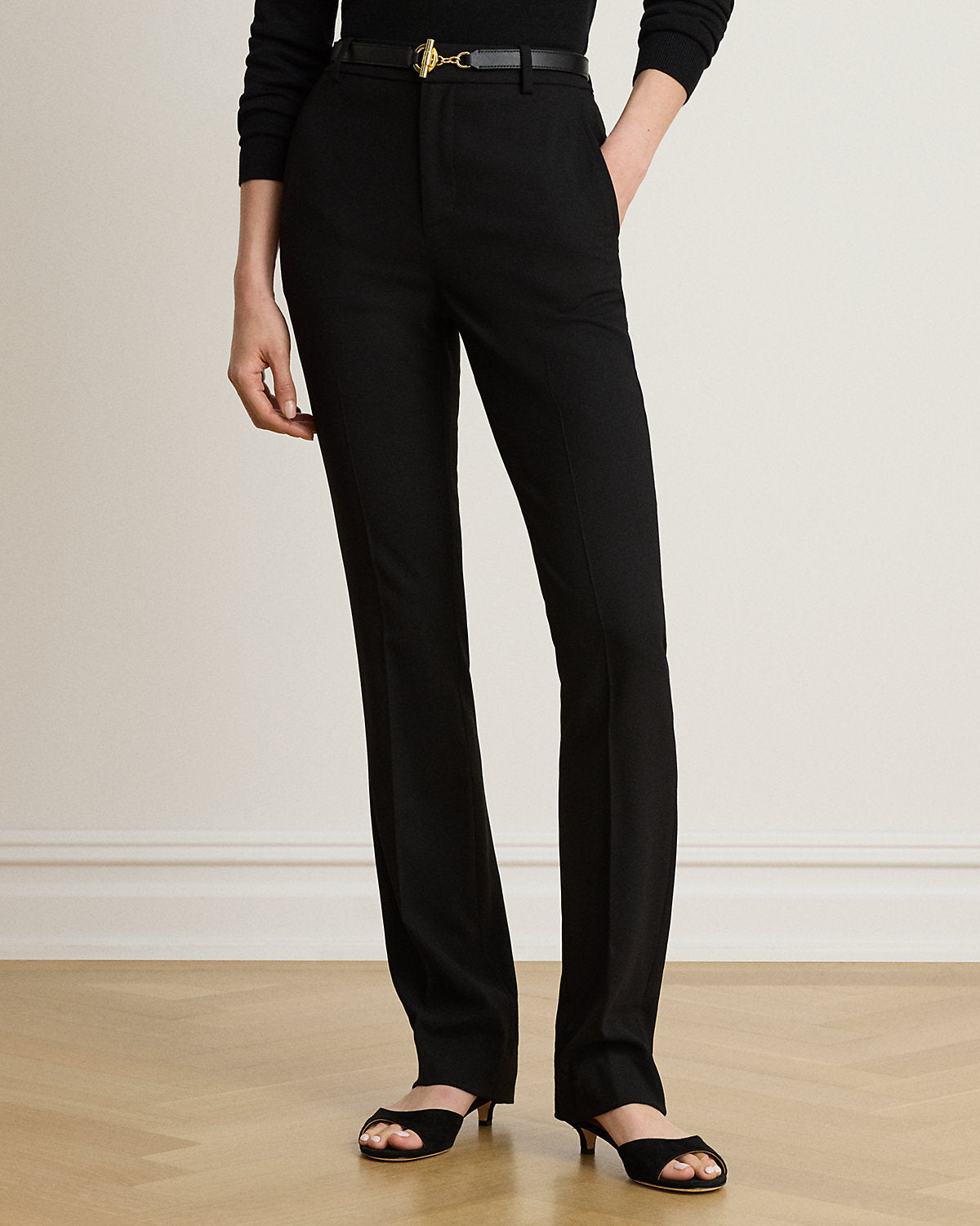 Stretch Wool Crepe Straight Pant