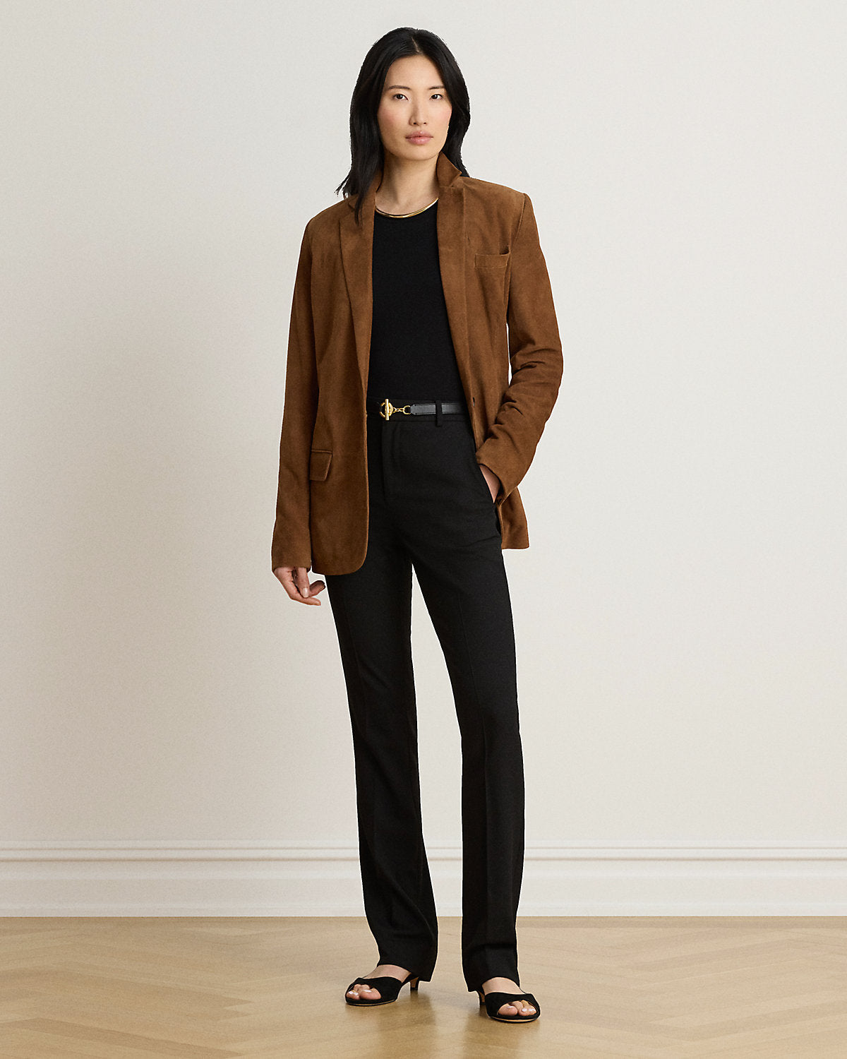 Stretch Wool Crepe Straight Pant