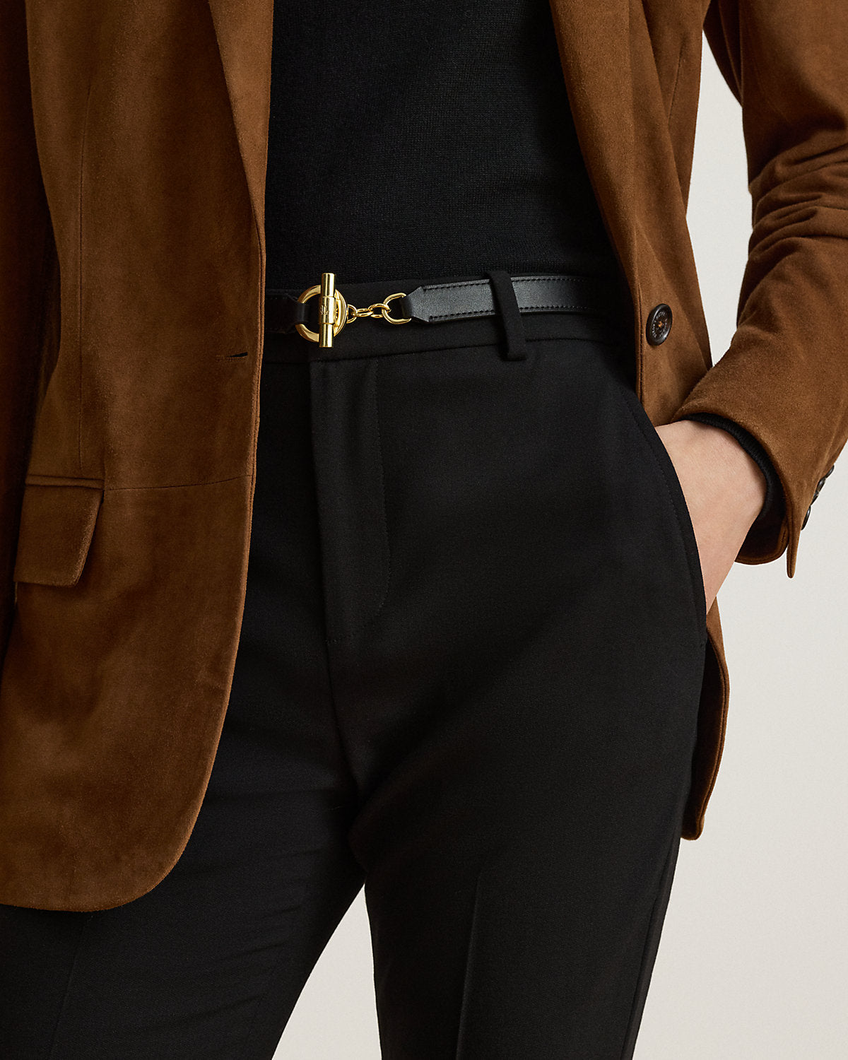 Stretch Wool Crepe Straight Pant