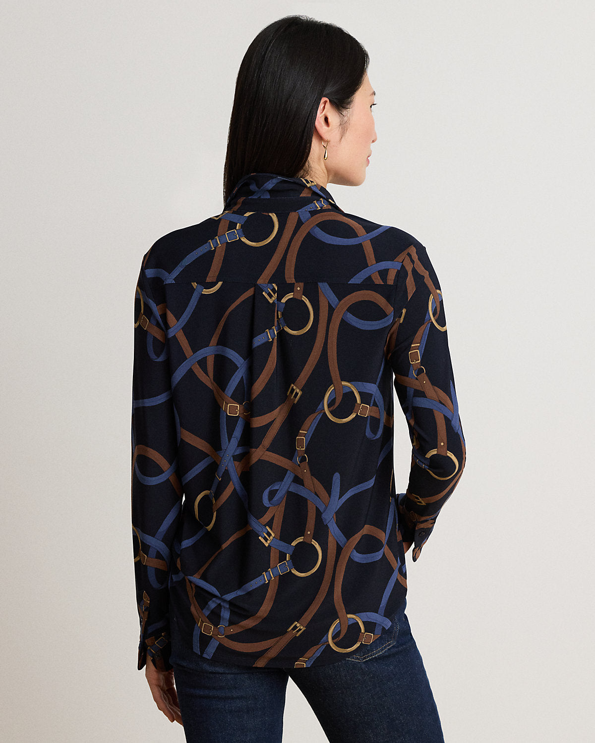 Belting-Print Stretch Jersey Shirt