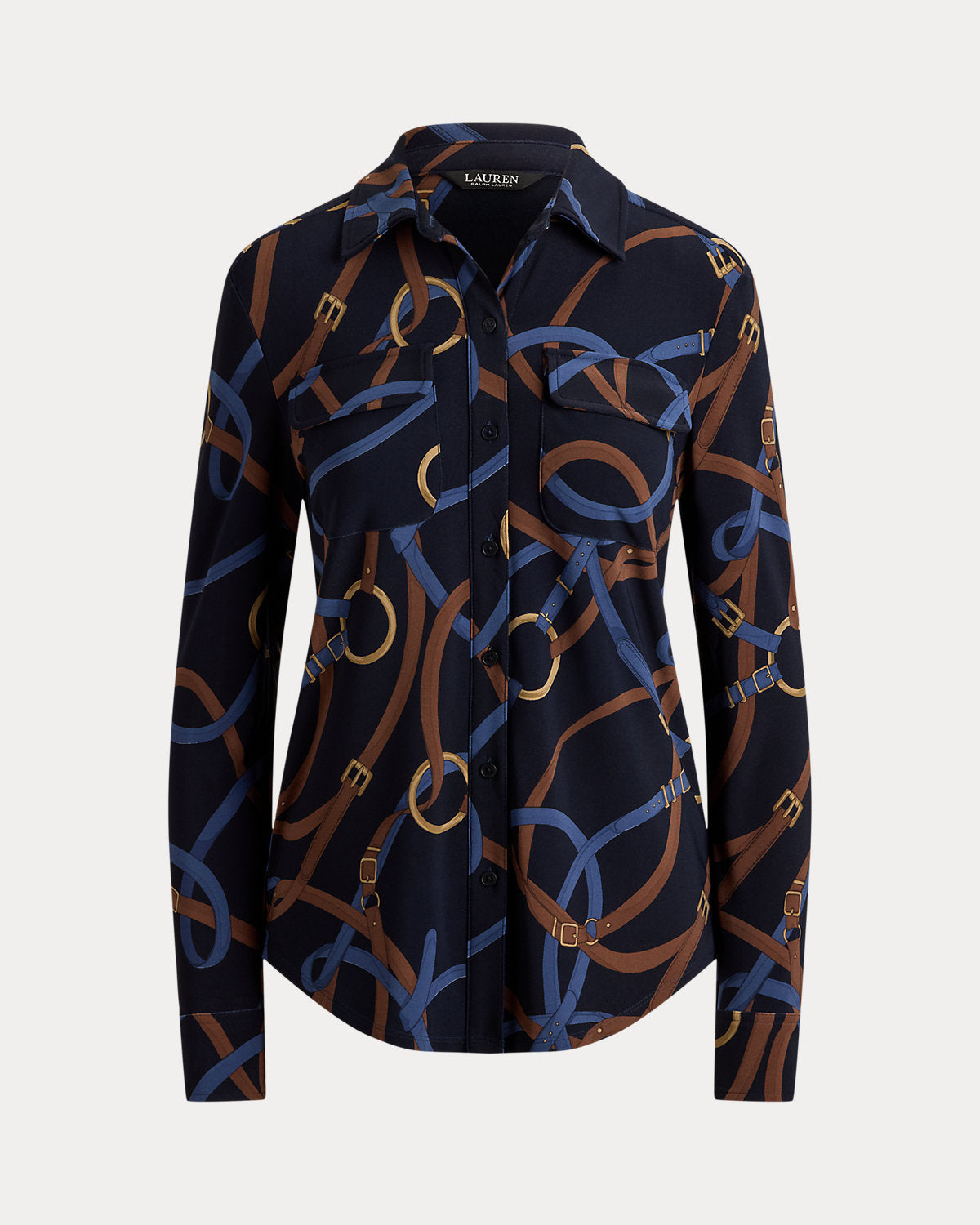 Belting-Print Stretch Jersey Shirt