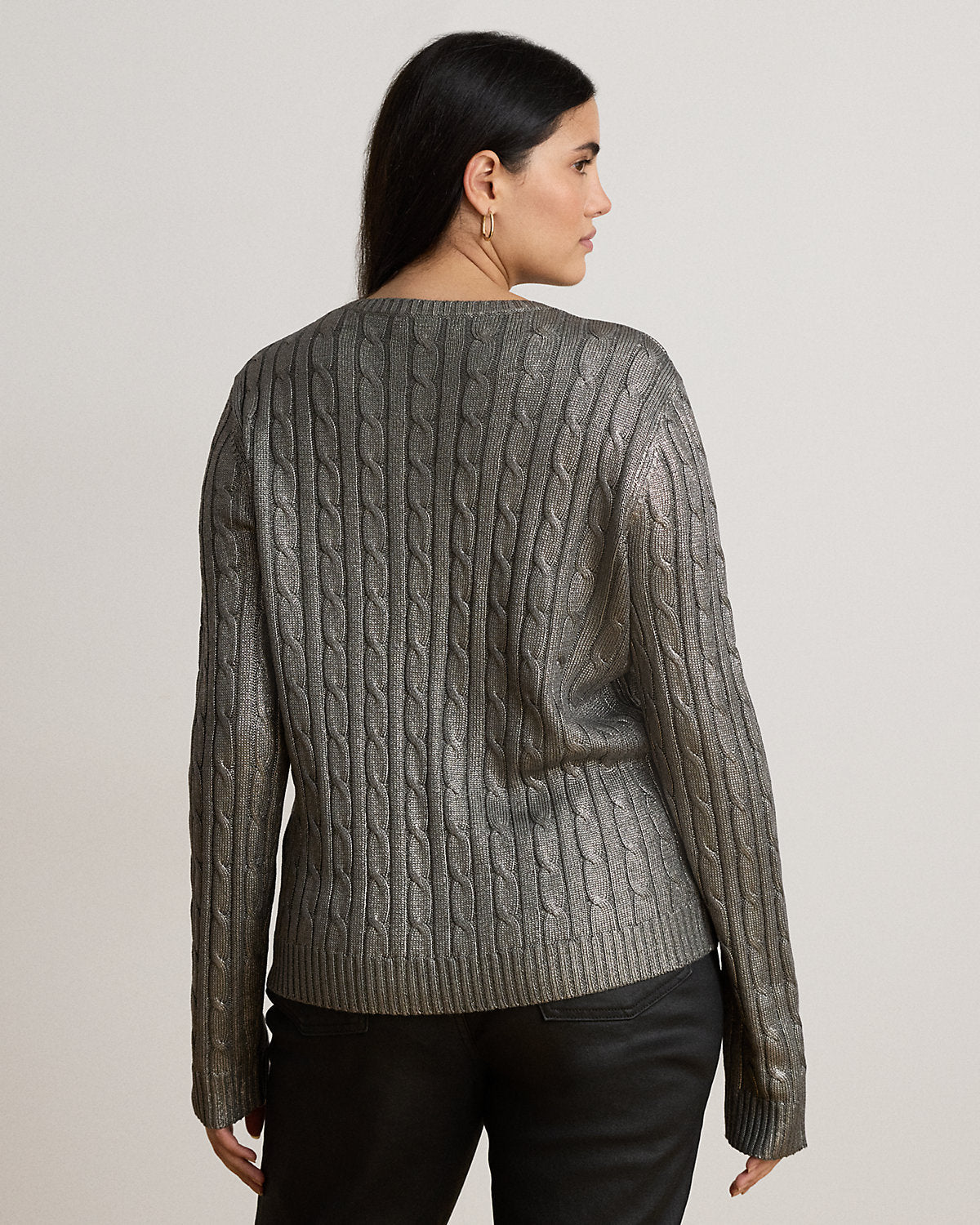 Metallic Cable-Knit Cotton-Blend Sweater