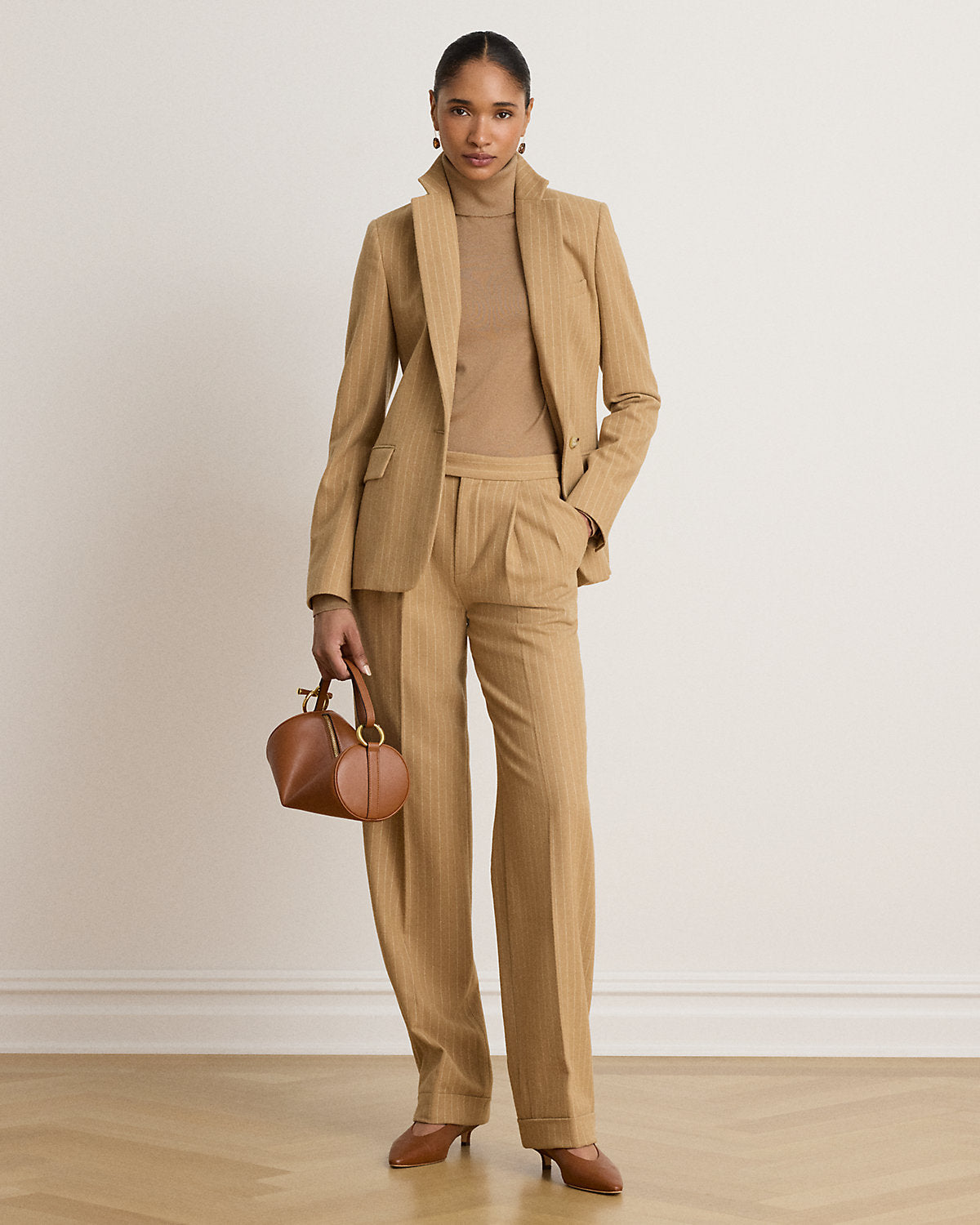 Pinstripe Wool-Blend Twill Blazer