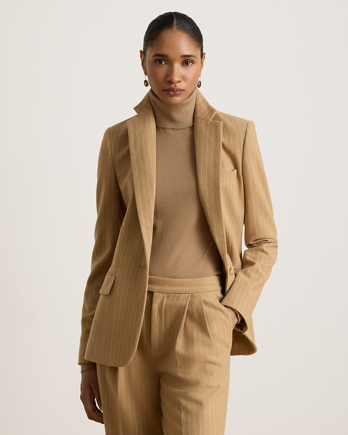 Pinstripe Wool-Blend Twill Blazer