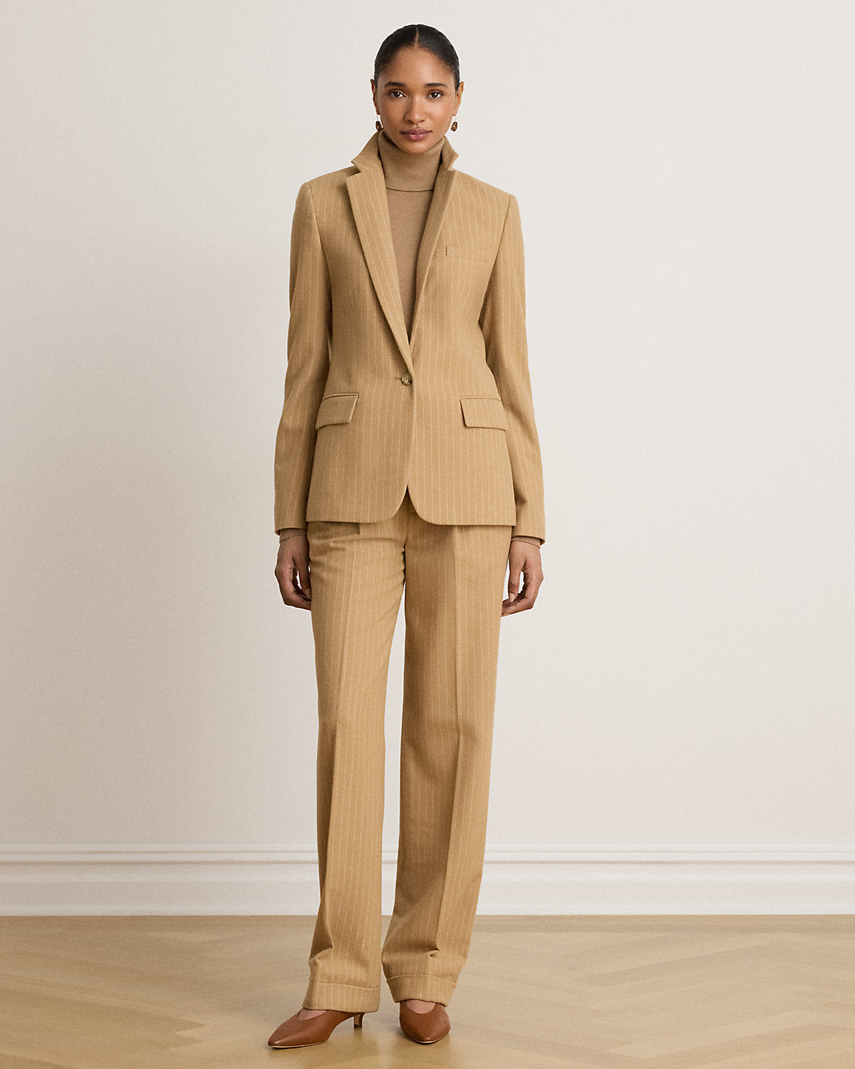 Pinstripe Wool-Blend Twill Blazer