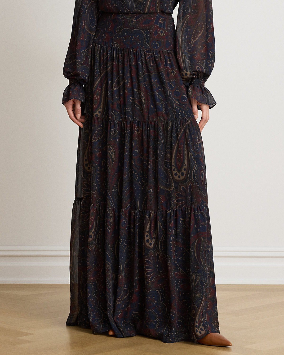 Paisley Georgette Tiered Maxiskirt