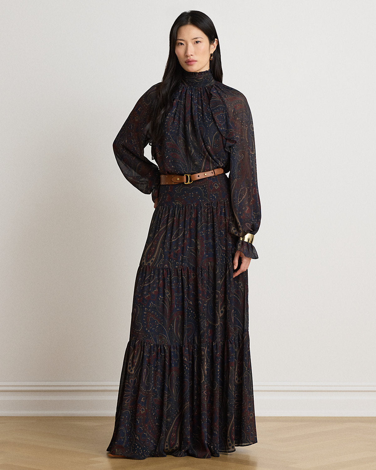 Paisley Georgette Tiered Maxiskirt