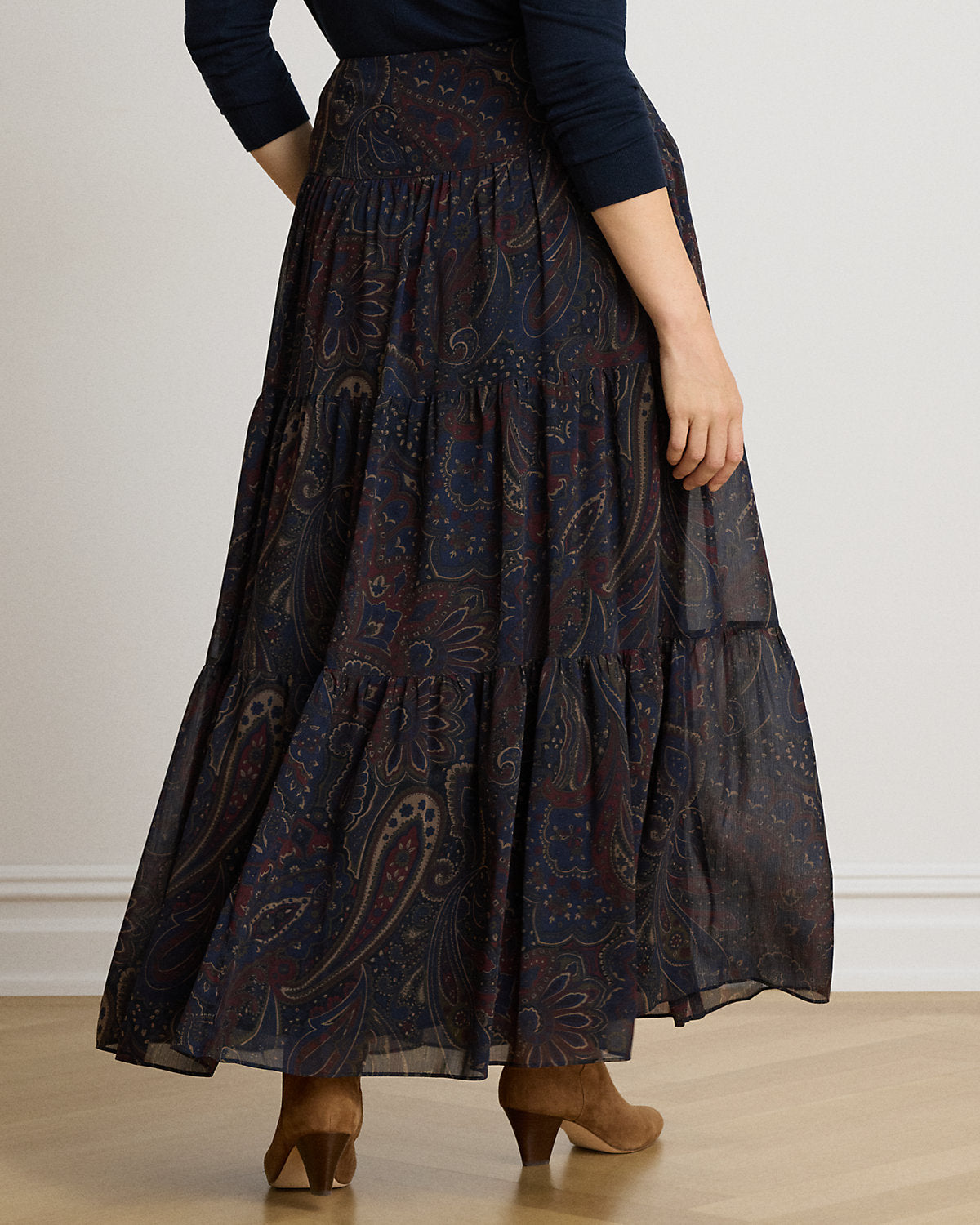 Paisley Georgette Tiered Maxiskirt