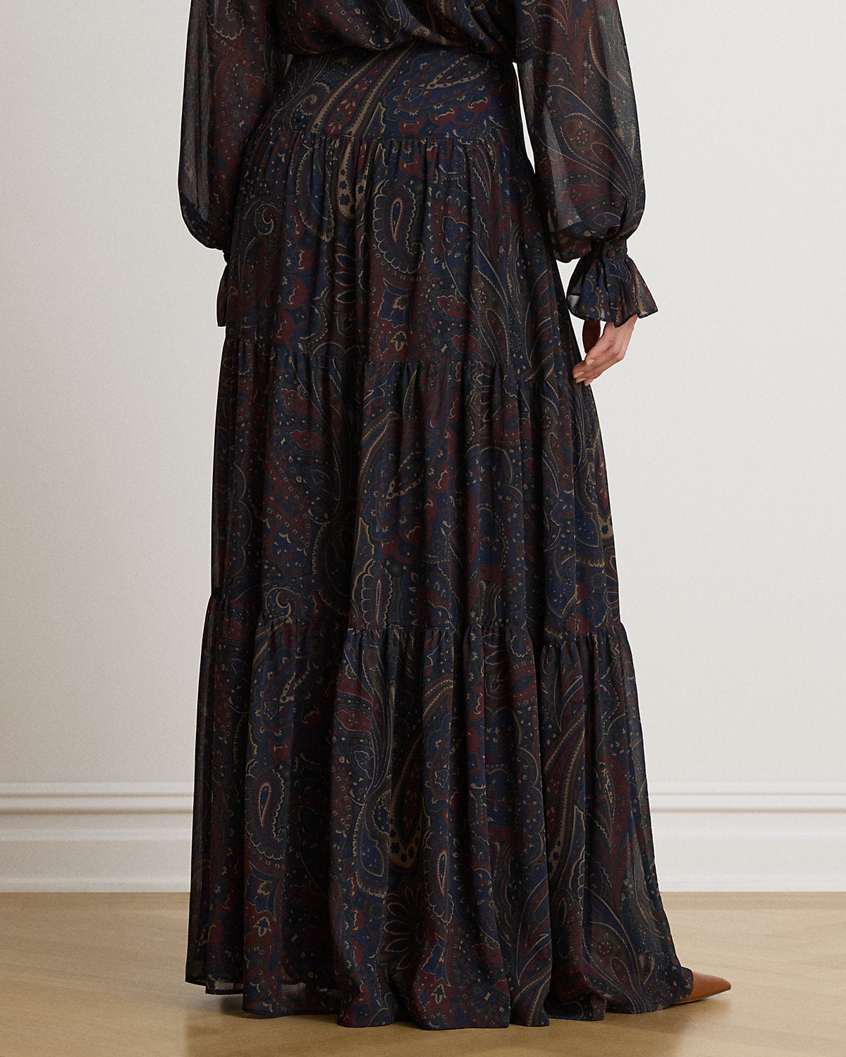 Paisley Georgette Tiered Maxiskirt