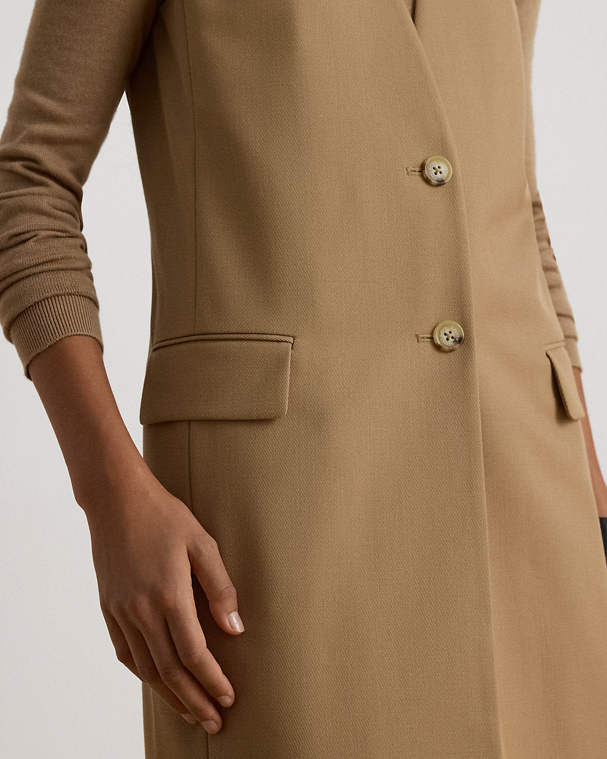 Wool-Blend Twill Longline Vest