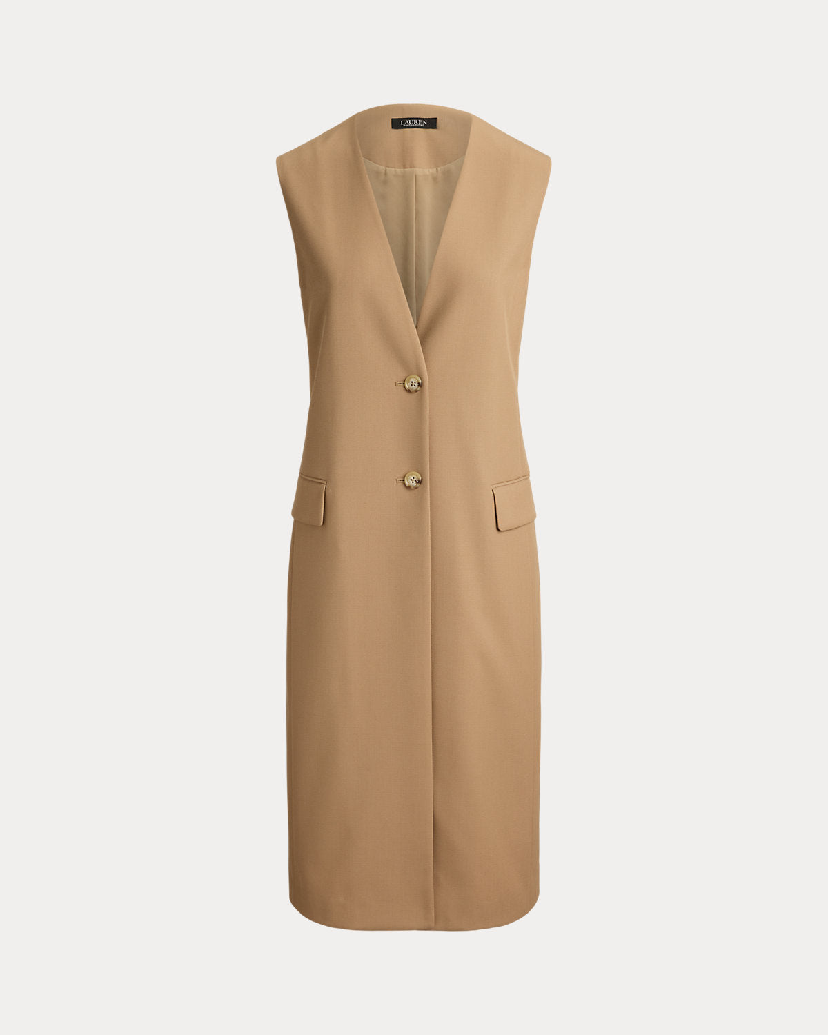 Wool-Blend Twill Longline Vest