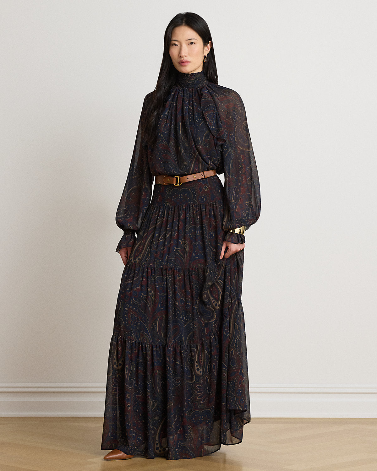Paisley Georgette Mockneck Blouse