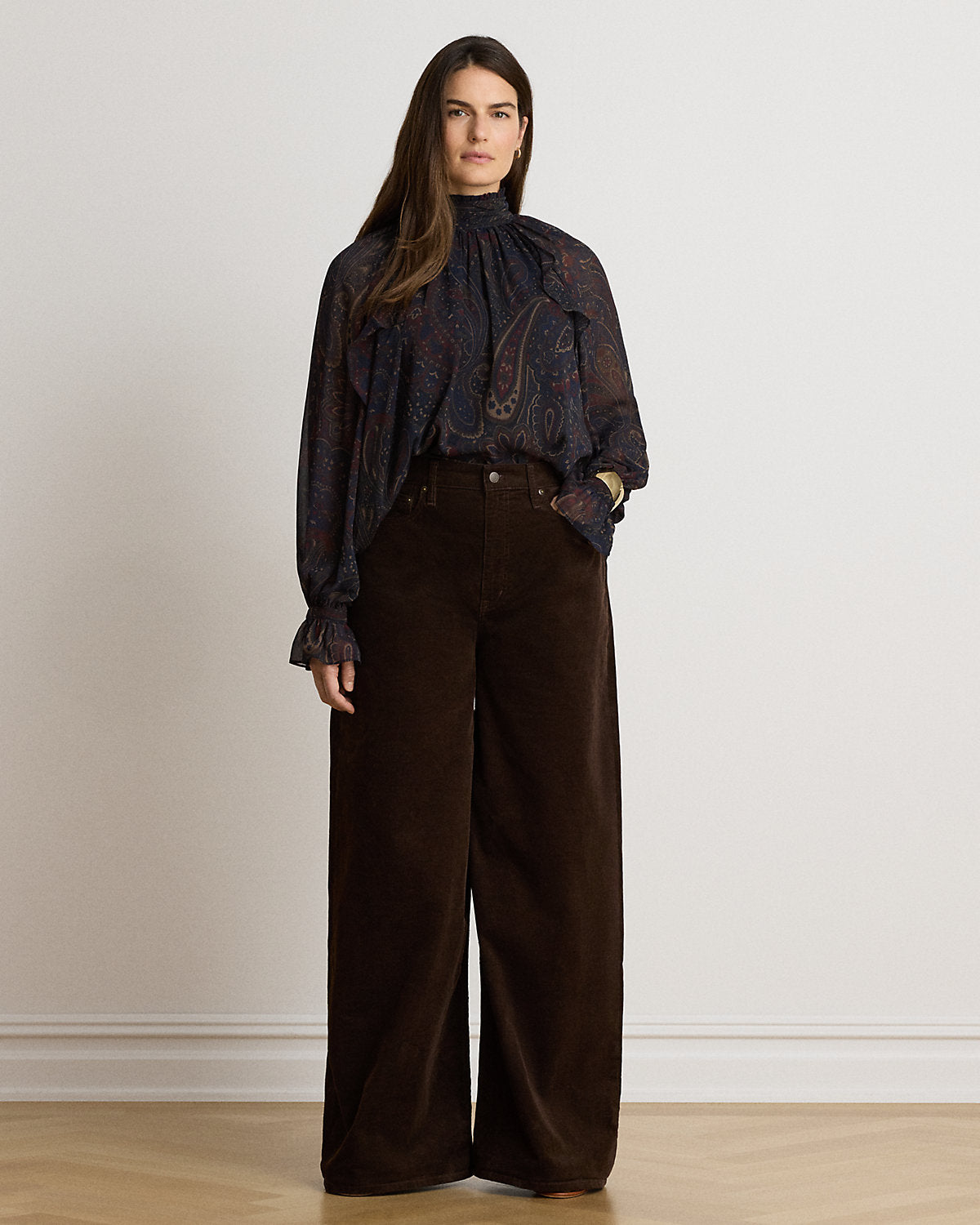 Paisley Georgette Mockneck Blouse
