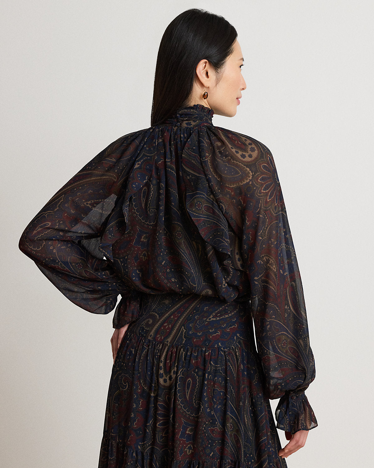 Paisley Georgette Mockneck Blouse