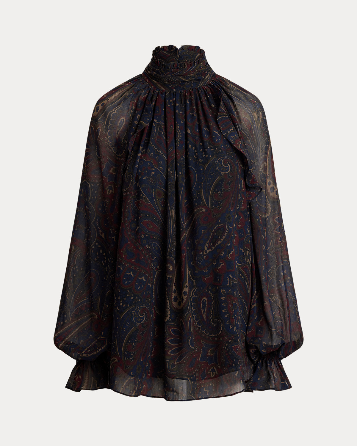 Paisley Georgette Mockneck Blouse