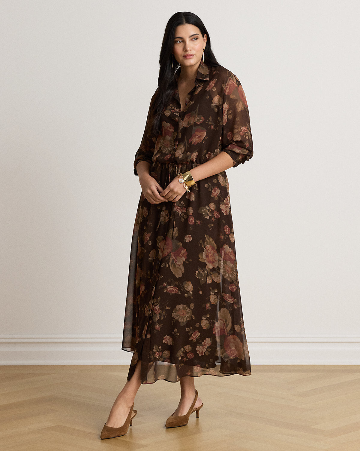 Floral Chiffon Shirtdress