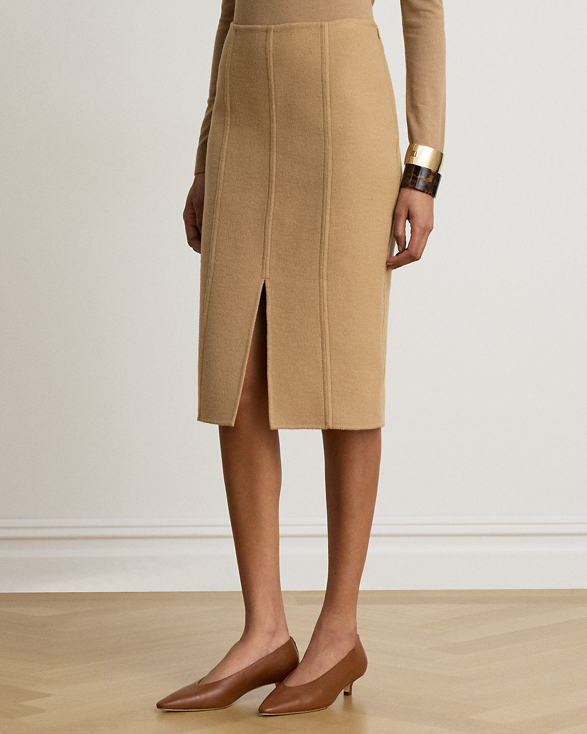 Double-Faced Wool-Blend Pencil Skirt