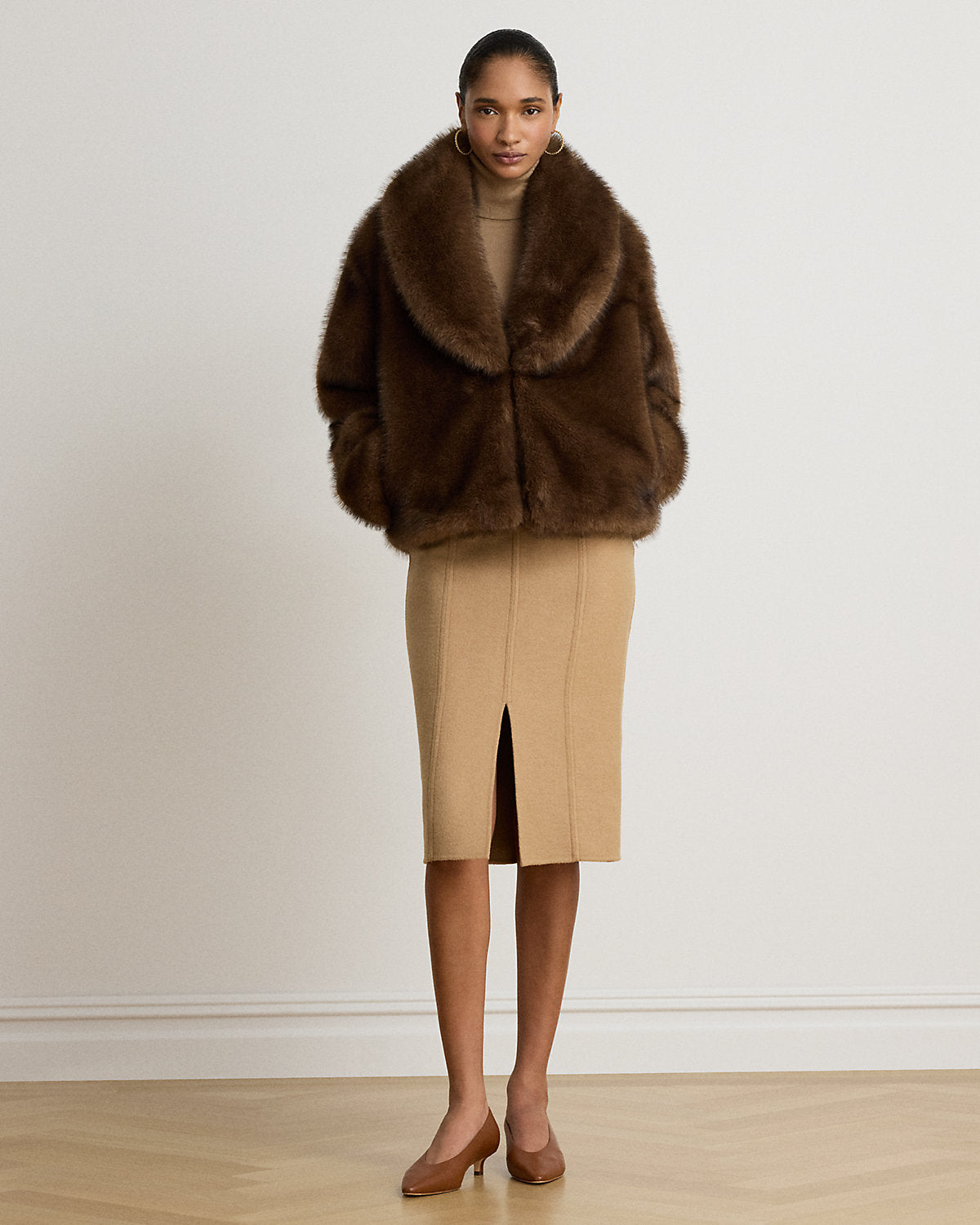 Double-Faced Wool-Blend Pencil Skirt