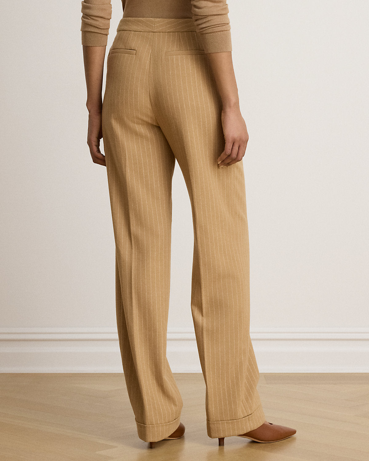 Pinstripe Pleated Twill Straight Pant