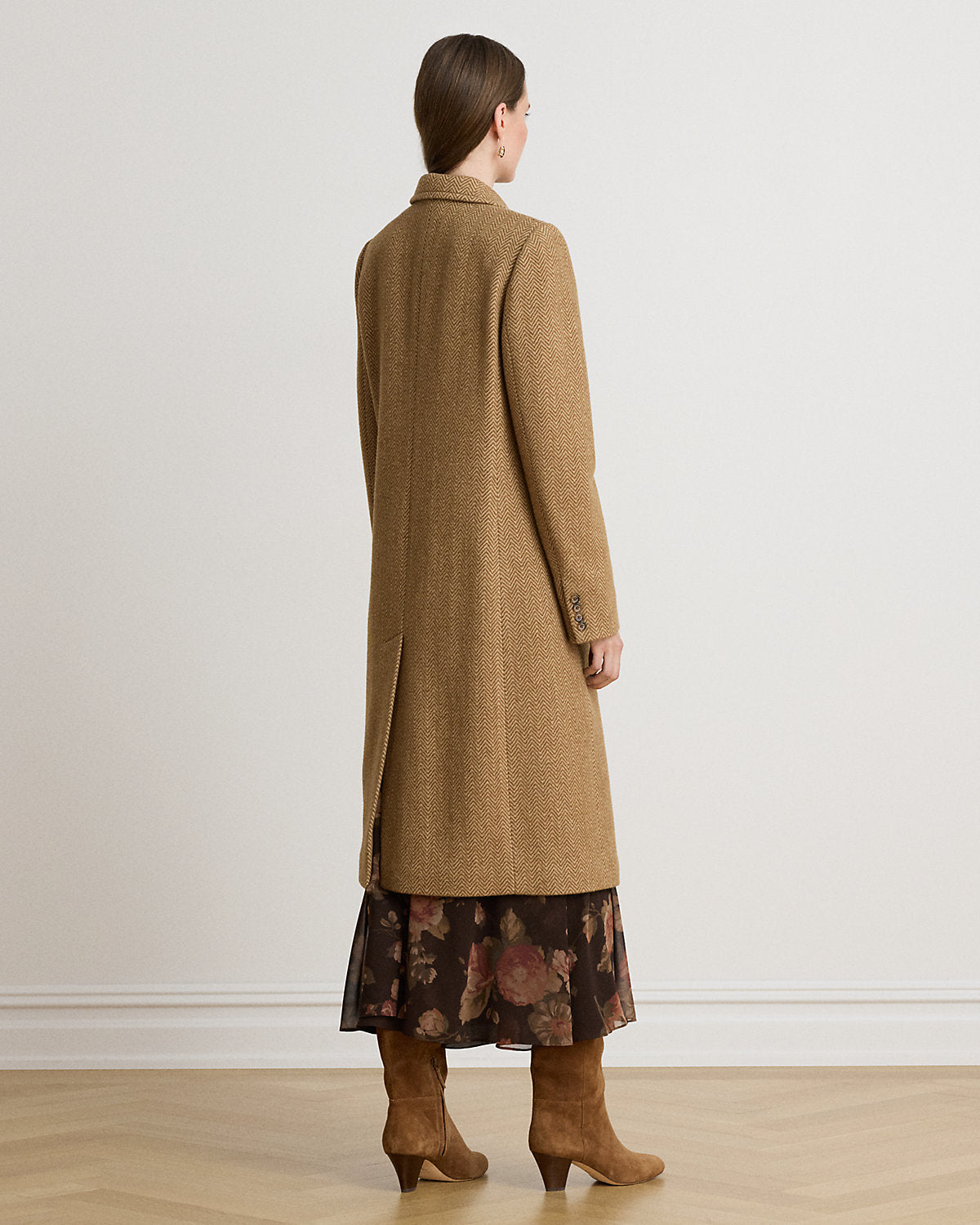 Double-Breasted Herringbone Coat