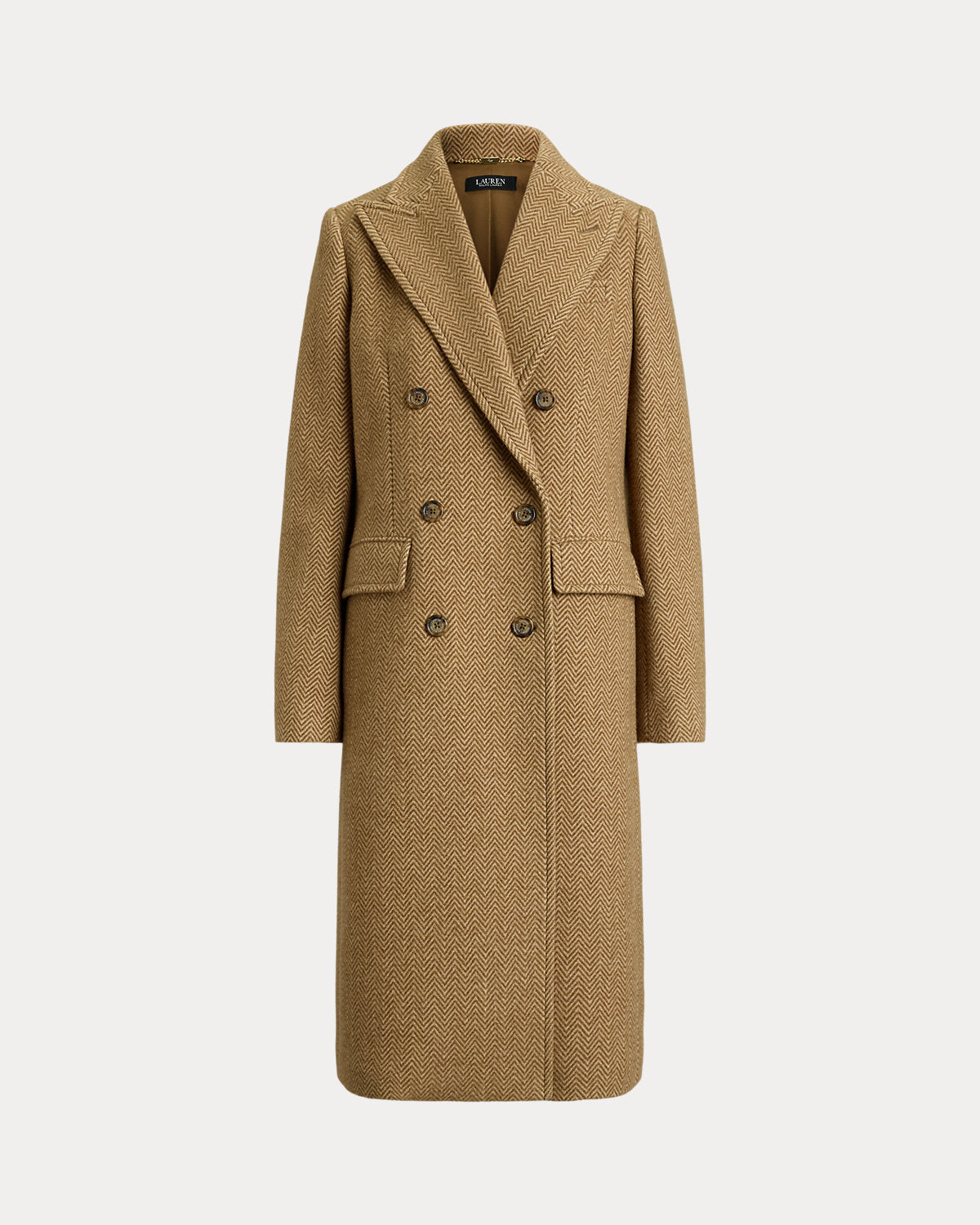 Double-Breasted Herringbone Coat