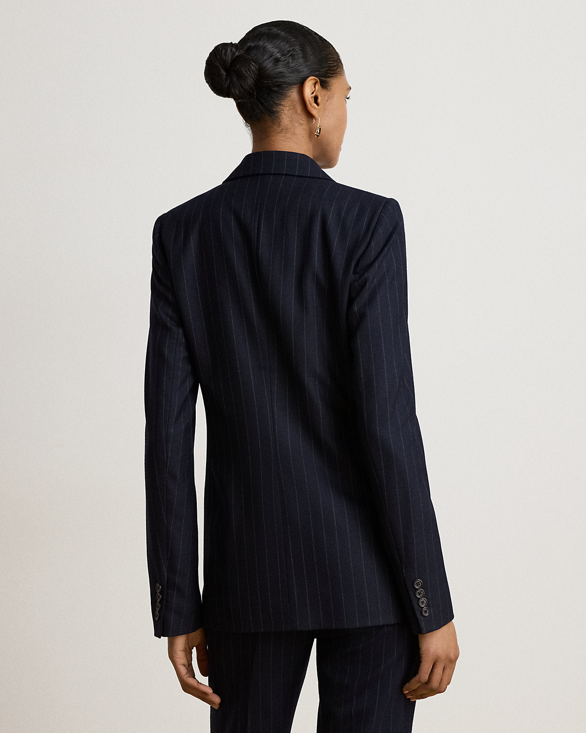 Pinstripe Double-Breasted Twill Blazer