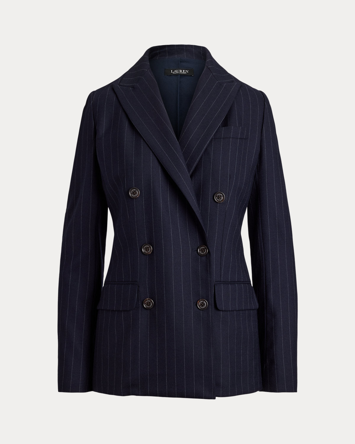 Pinstripe Double-Breasted Twill Blazer