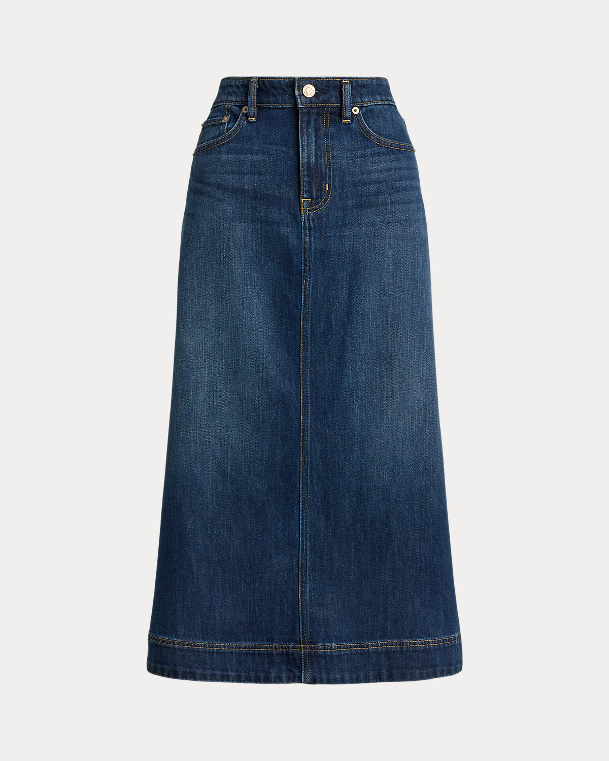 Denim A-Line Midi Skirt