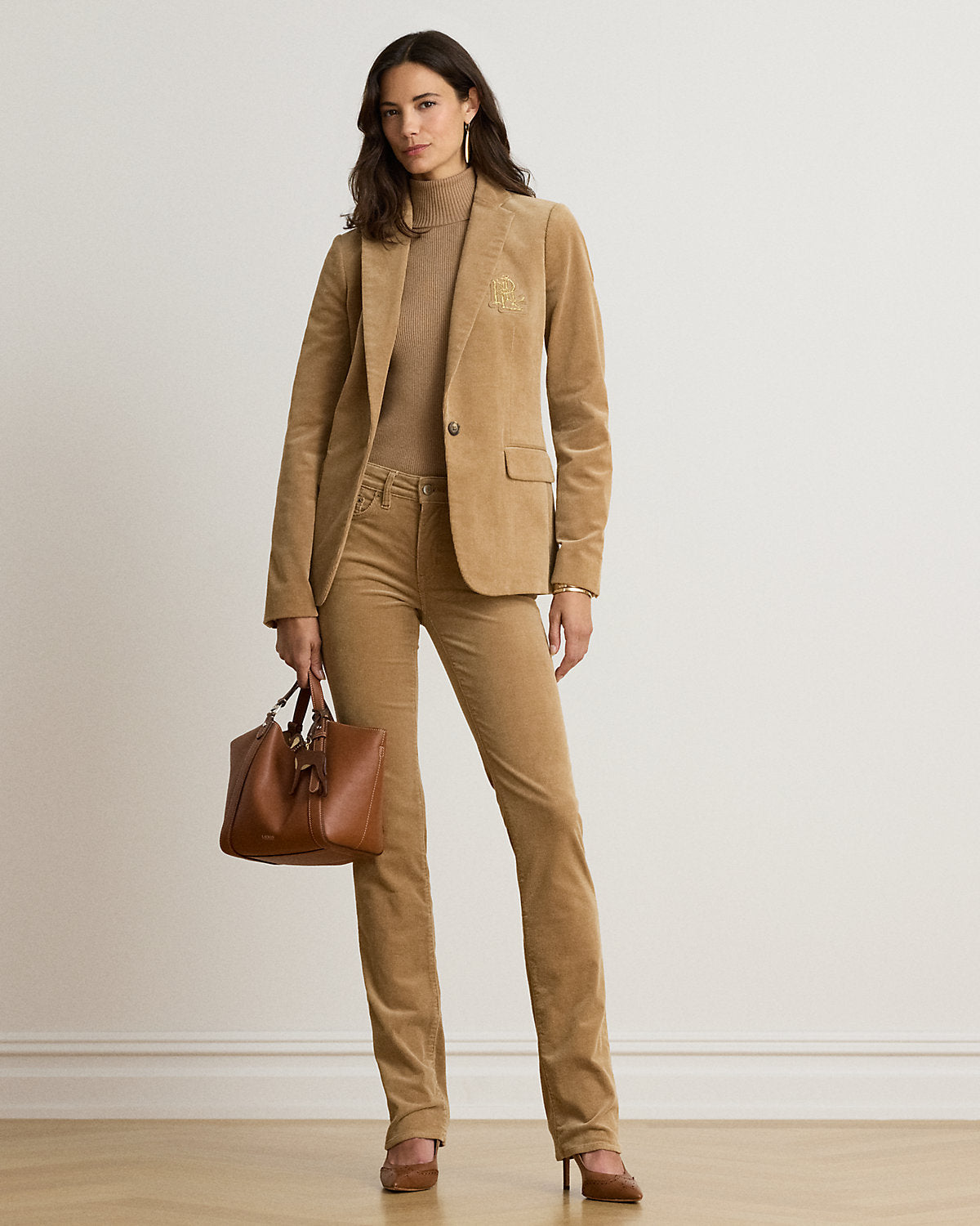 Mid-Rise Corduroy Slim Straight Pant