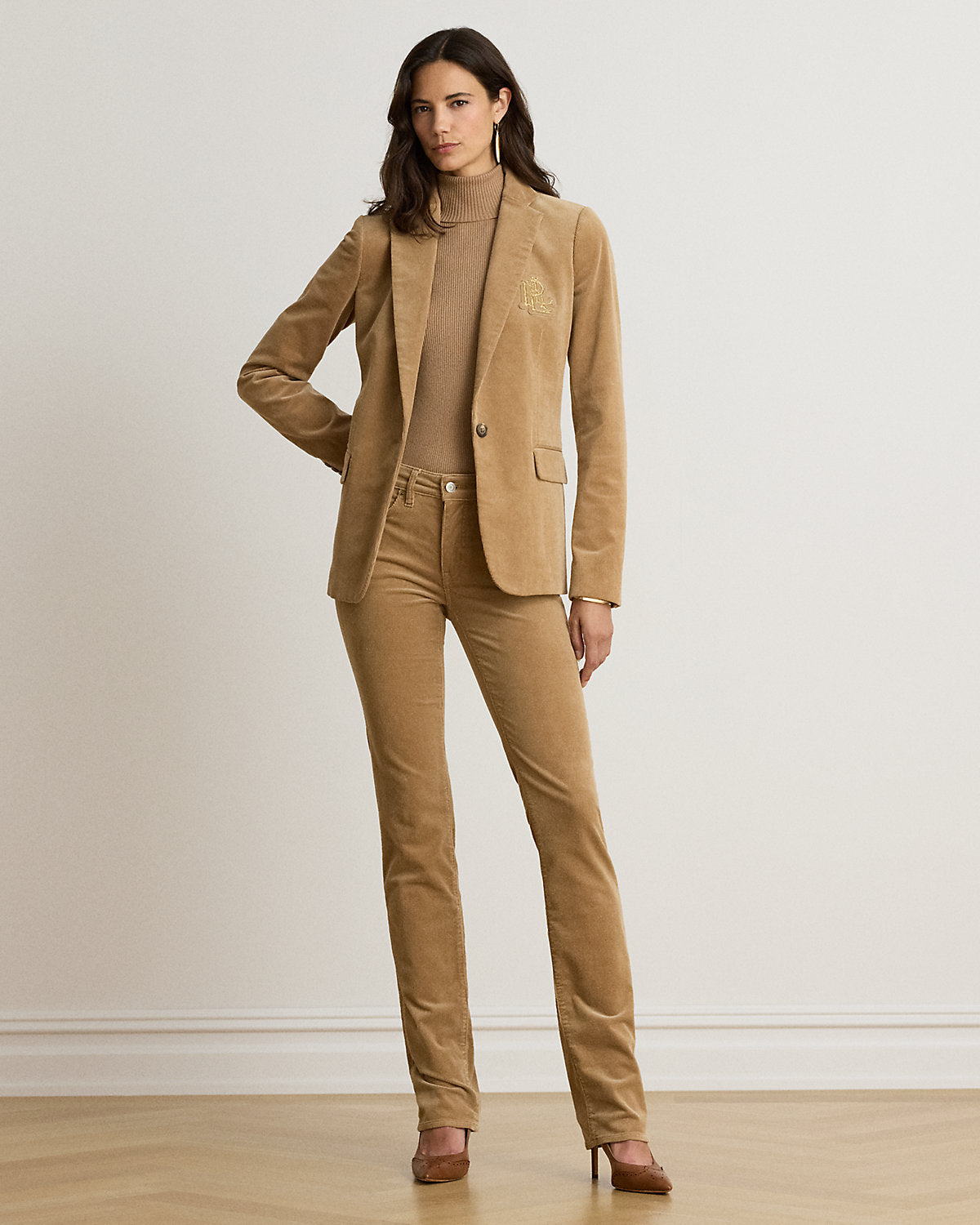 Mid-Rise Corduroy Slim Straight Pant
