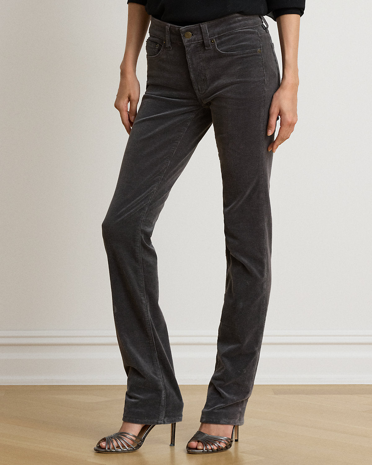 Mid-Rise Corduroy Slim Straight Pant