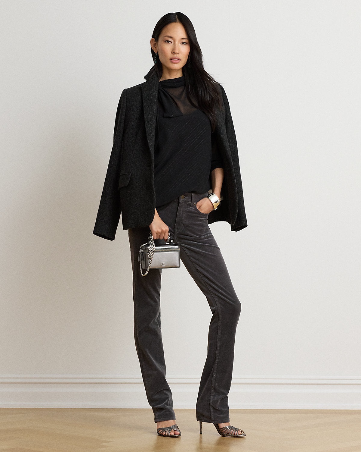 Mid-Rise Corduroy Slim Straight Pant
