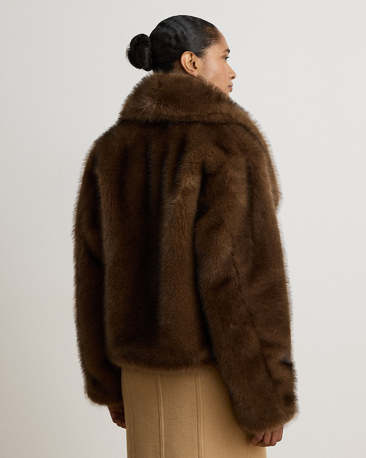 Faux-Fur Shawl-Collar Coat