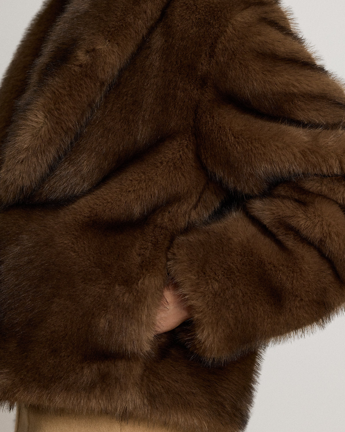 Faux-Fur Shawl-Collar Coat
