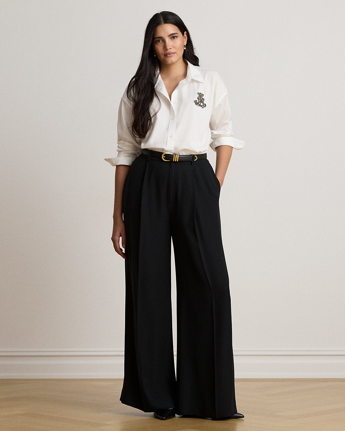 Relaxed Fit Rhinestone-Bullion Shirt