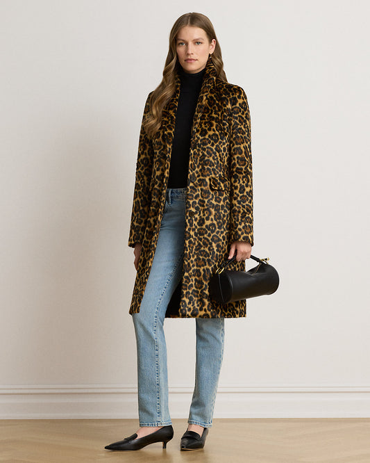 Leopard-Print Faux-Haircalf Coat