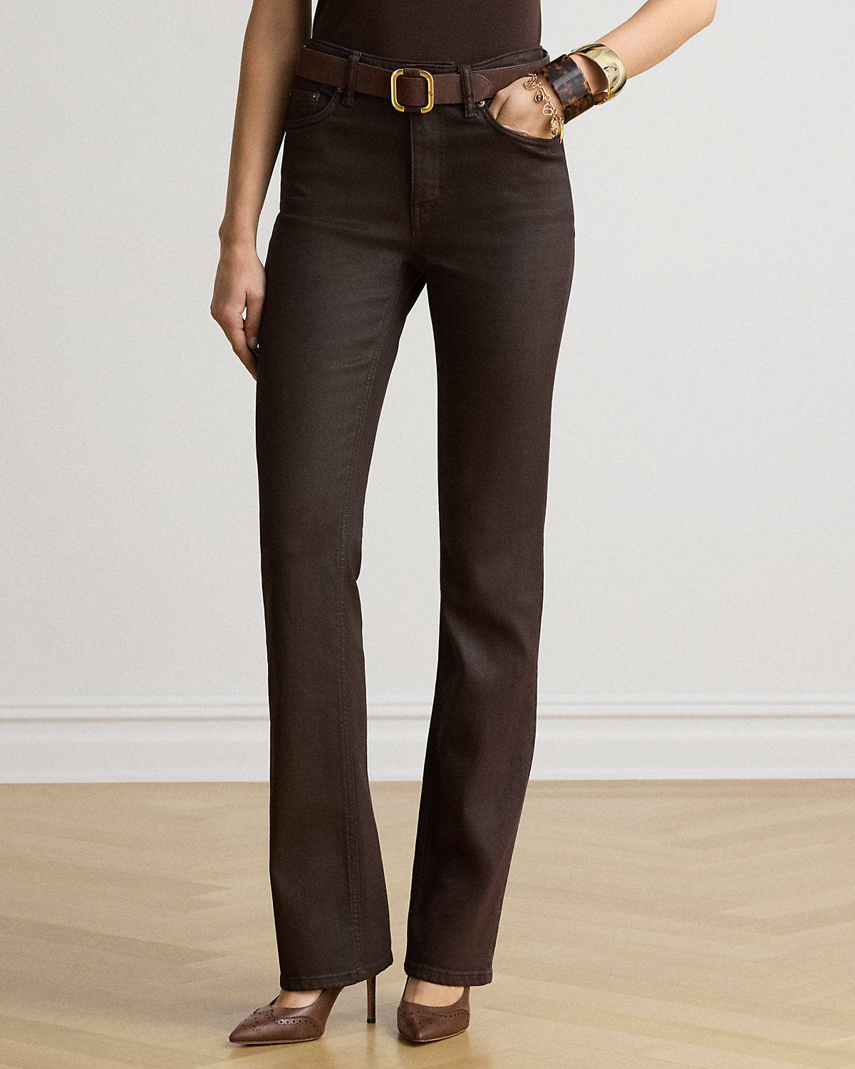 Coated High-Rise Bootcut Jean