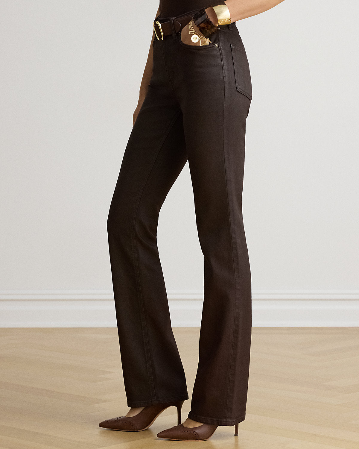Coated High-Rise Bootcut Jean
