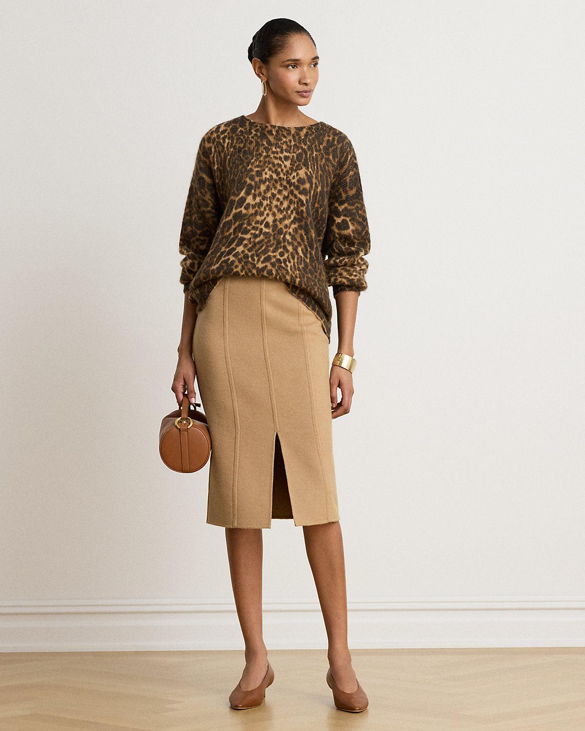 Ocelot-Print Crewneck Sweater